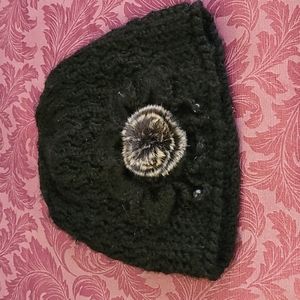 Black Headwear with black & grey flower.